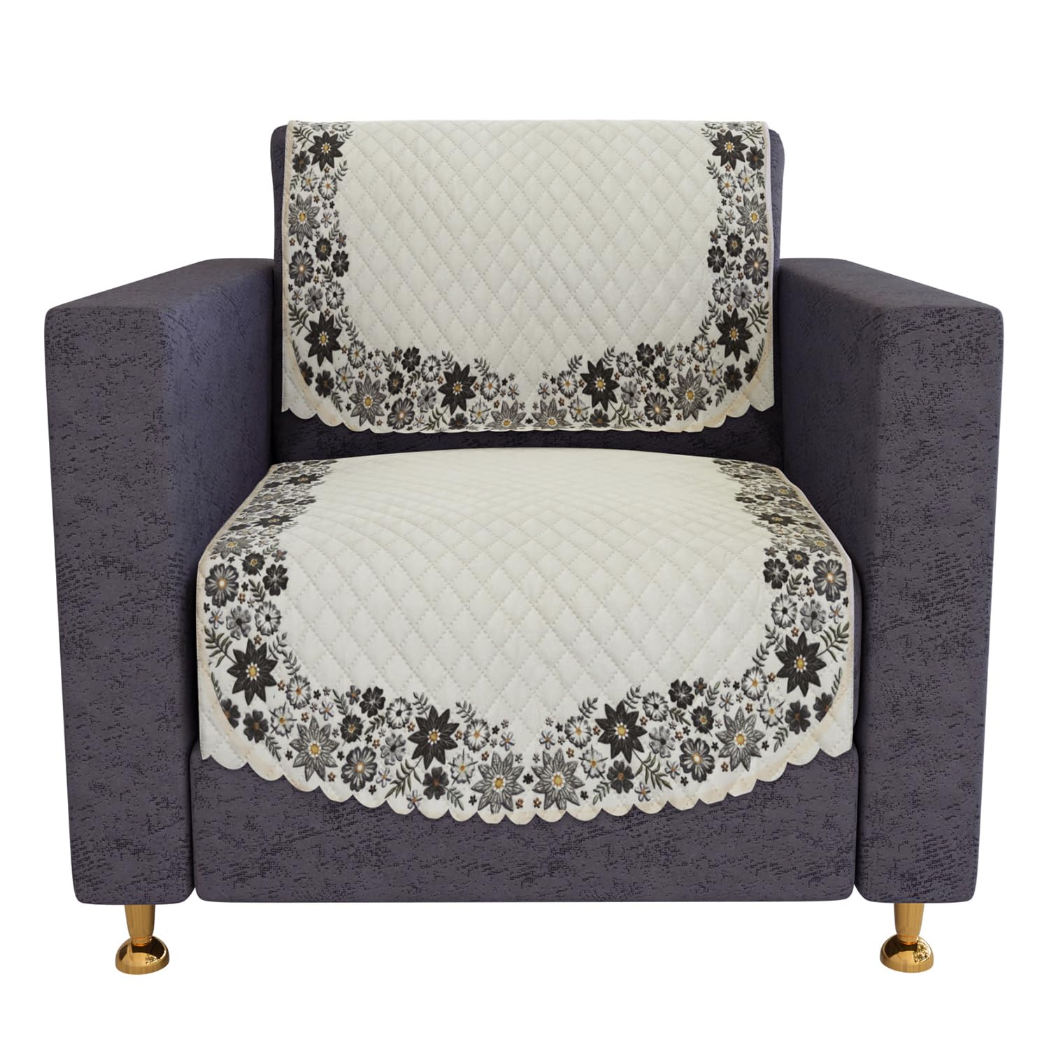 Kuber Industries Sofa Cover | Velvet Single Seater Sofa Slip Cover Set | Digital Painting Sofa Cover | Suede Ultra Sonic Couch Cover | Sofa Slipcover Set Living Room | Cream-image-12