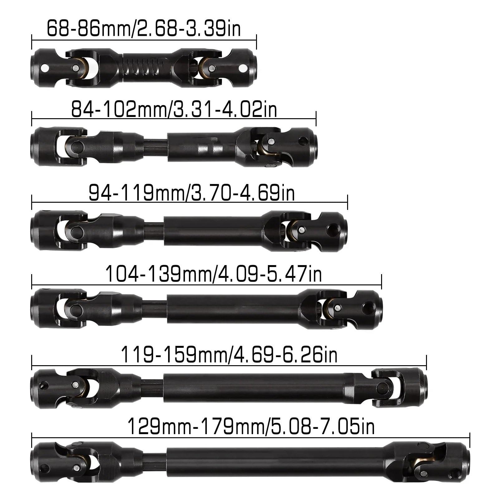 Wał napędowy Stalowy wytrzymały wał napędowy do 1/10 RC Car Crawler Axial SCX10 90046 AXI03007 TRX4 Redcat Gen8(Black 104-139mm)