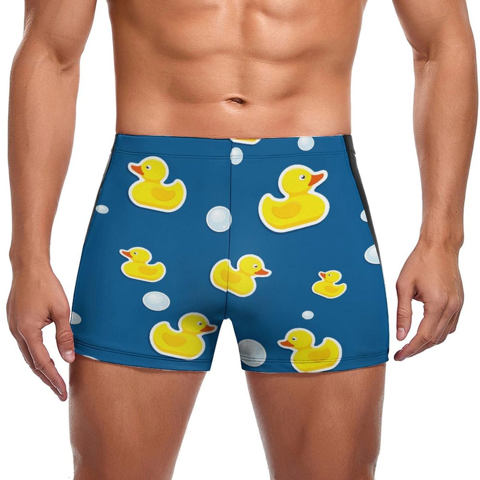 fkgvwo Cartoon Duck Men's Square Leg Swim Briefs Swimming Trunks Swimsuit Swimwear