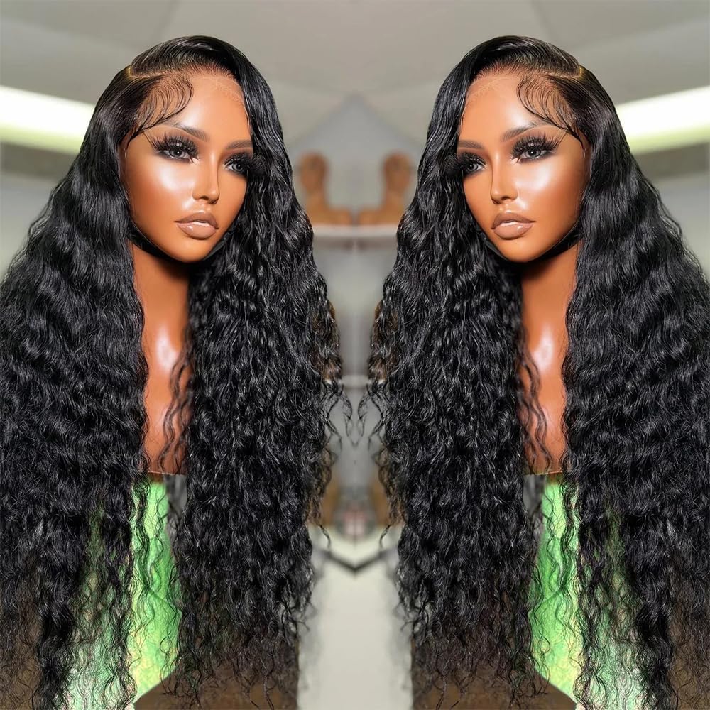 MsSunlight Lace Front Wig Human Hair Water Wave 13x4 Deep Wave Human Hair Wigs for Women 20 Inch 12A Curly Wig Pre Plucked Bleached Knots 180% Density - Image 2