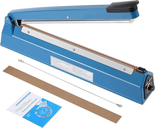 16 Inch Impulse Heat Sealer Manual Bags Sealer Sealing Machine Heating Closer for Plastic PE PP Mylar Poly Foil Bags Home Restaurant Food Storage with Extra Replace Element