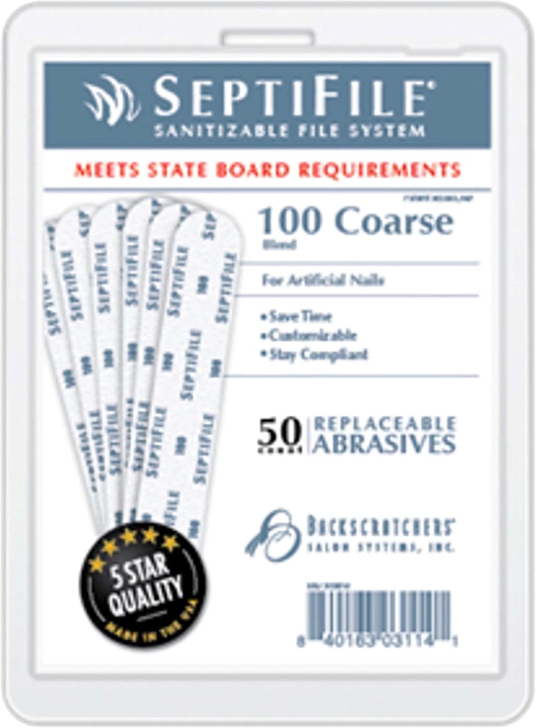 BACKSCRATCHERS 100 Coarse grit SeptiFile Refills - Set of 50 - Blending for Artificial Nails