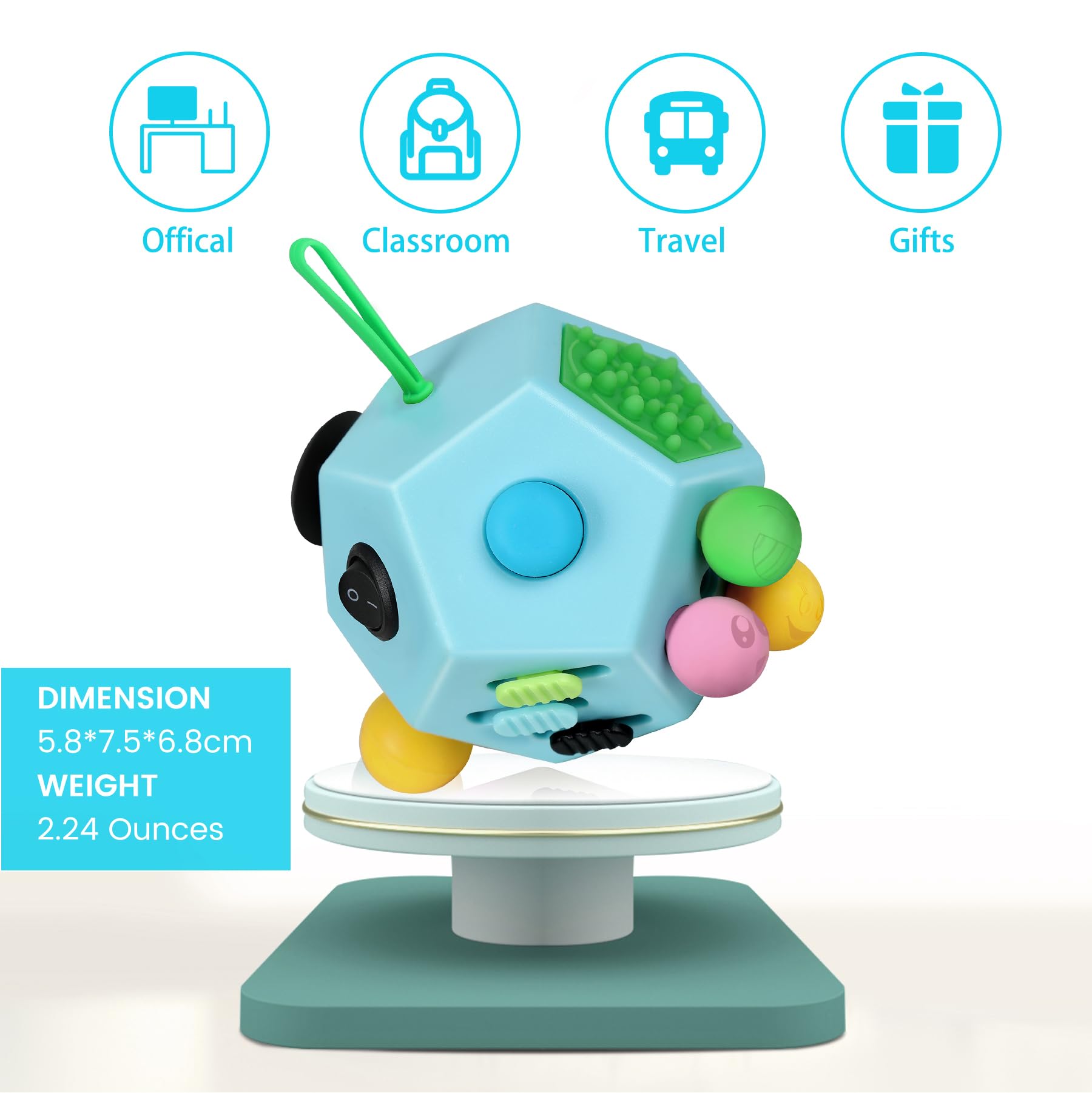 VCOSTORE Fidget Cube with 12 Sides - Original Cubo Antiestres Adultos Dado Antiestres Fidget Cube Toy for All Ages with ADHD, Add, ASD, ADHD — view 5