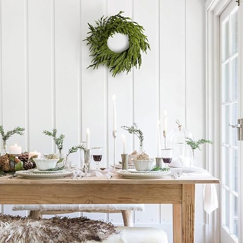 Miniatura 2 de Somikis Coronas de Navidad de 24 pulgadas para puerta delantera, corona de pino Norfolk de tacto real para invierno interior y exterior, porche,