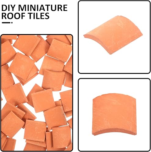 Miniatura 6 de Yardwe 80 azulejos de techo en miniatura, azulejos de arcilla de cerámica a escala 116, accesorios para casa de muñecas, jardín, diorama y
