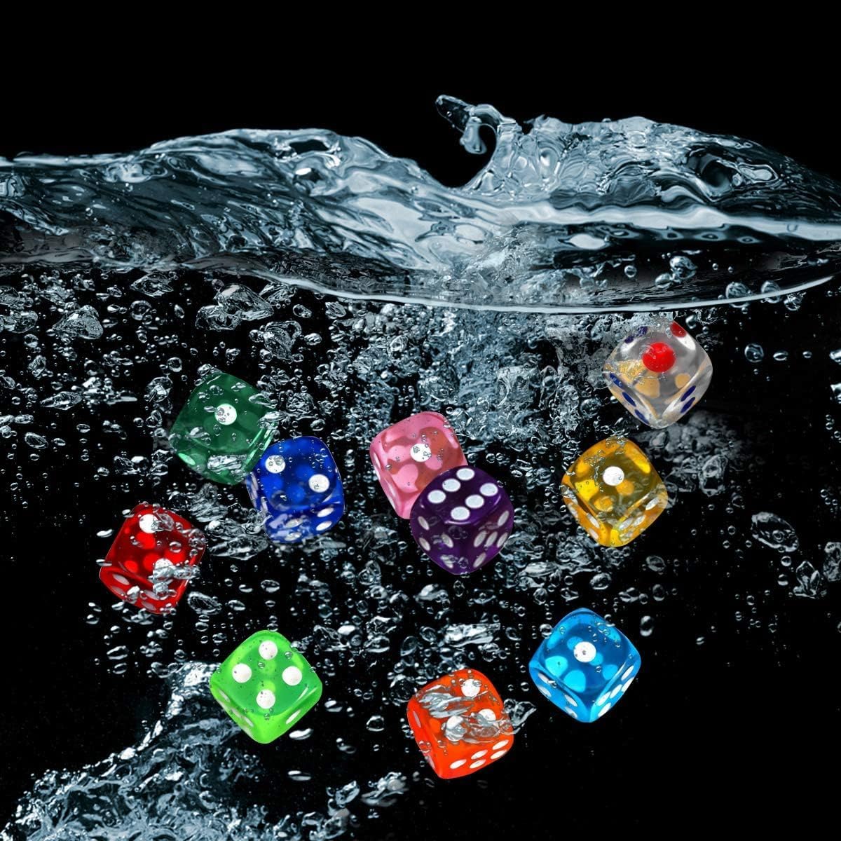 100 Pezzi Dadi da Gioco in Acrilico 10 Traslucido Colori, 16 mm Esaedro Dadi per enzi, Farkle, Yahtzee, Bunco or Insegnare i Matematici