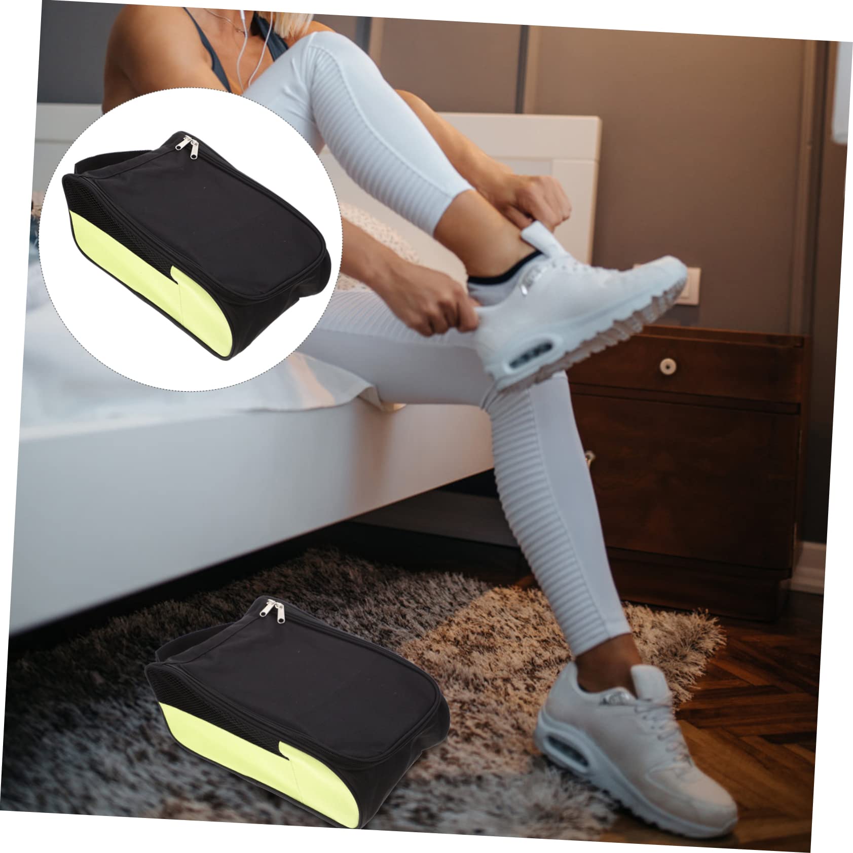 Anneome Bolsa Diseño Multiusos y Ventilación para Zapatos de Golf Cremallera de Poliéster Portátil Adecuado para Almacenamiento Diario y Tenis