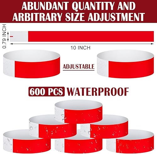 Vista 18 de Paquete de 600 pulseras de papel para eventos, pulseras de neón para fiestas, de colores, impermeables, bandas de brazo de papel, identificación Rosa