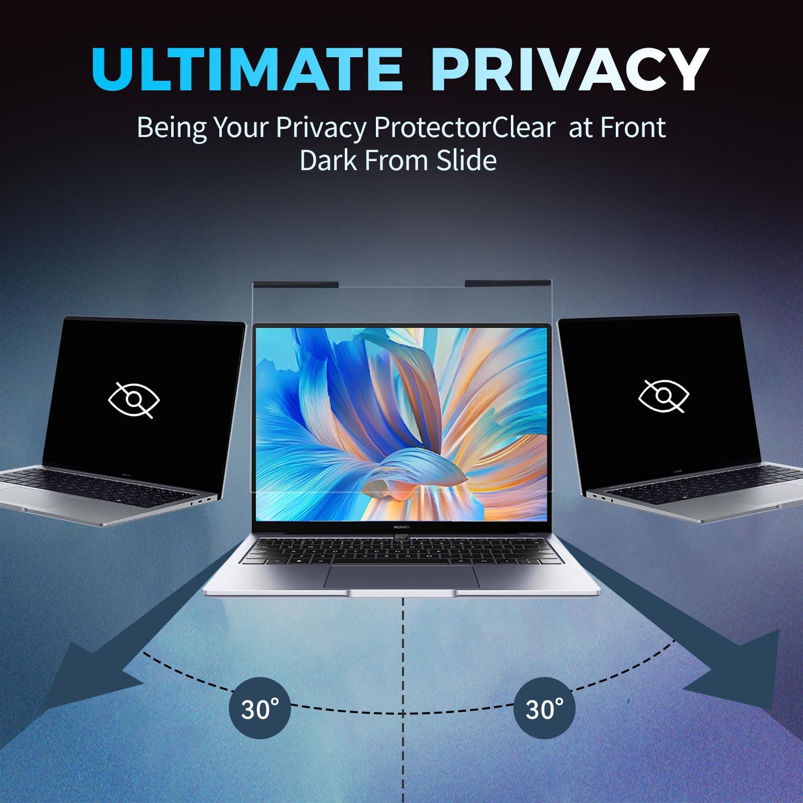 Paquete de 2 filtros magnéticos de privacidad para laptop de 14 pulgadas para monitor de computadora de pantalla ancha de 16:10, protector de privacidad extraíble antiluz azul, protector antirreflejos