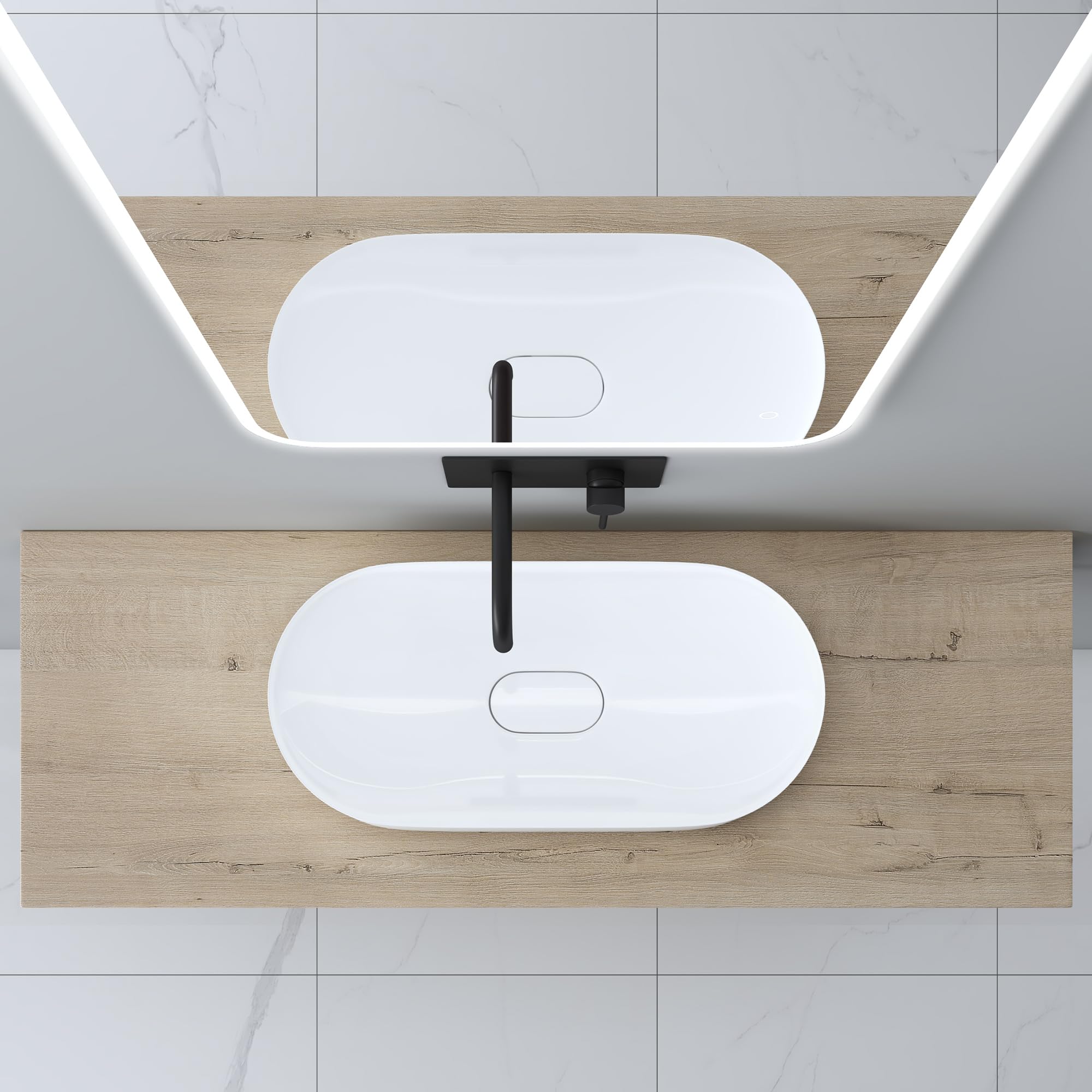 Mai & Mai Mensola Portalavabo 50cmx120cm, Mensola per Lavabi d'Appoggio Mensolone Sospeso per Lavabo Platte04, Rovere chiaro