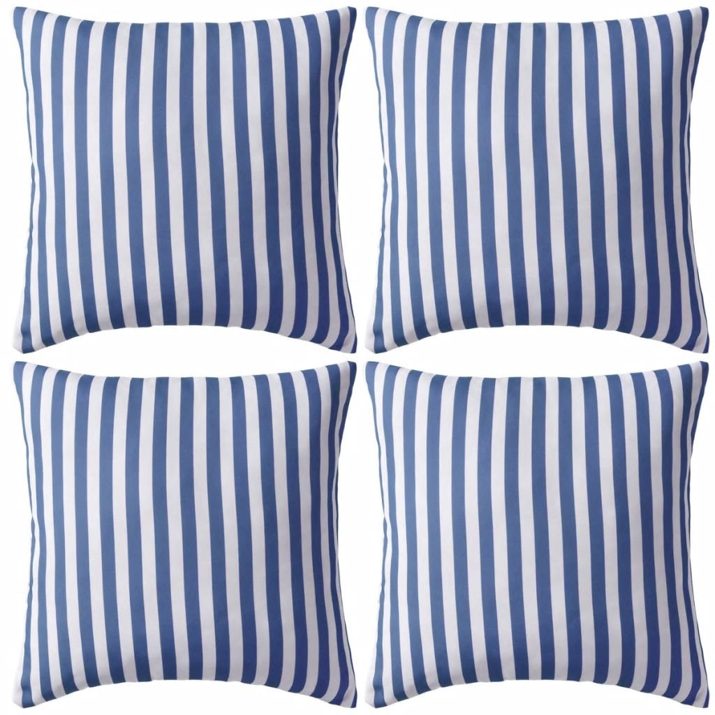 SKM Cuscini da Esterno 4 pz Stampa a Righe 45x45 cm Blu