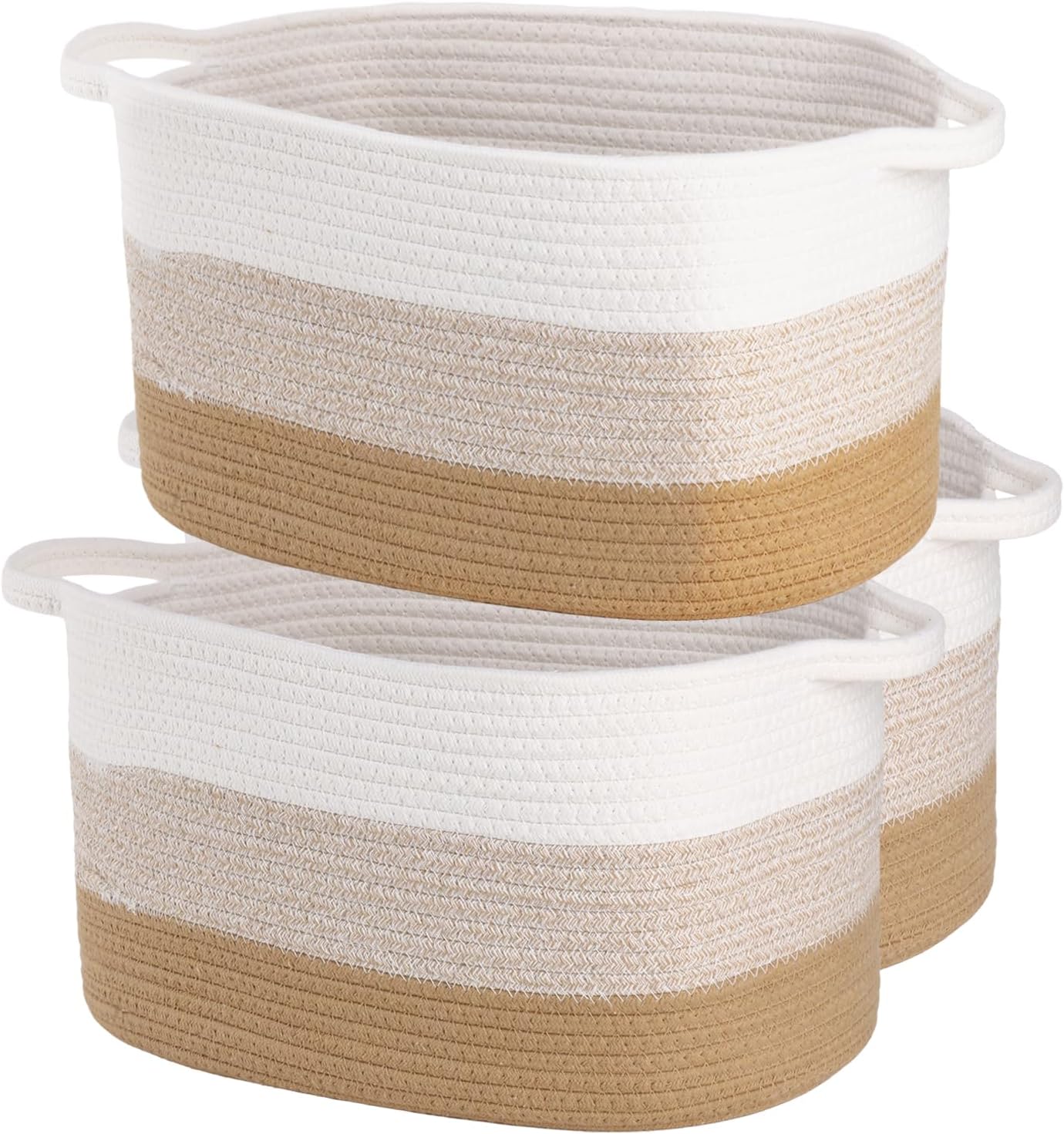 Cotton Rope Braid Storage Basket for Baby Carrier Toy Storage Bag Gift Basket for Kids Laundry Basket Baby Blanket Storage Measures 15x10x10 inches. (Brown Brown)