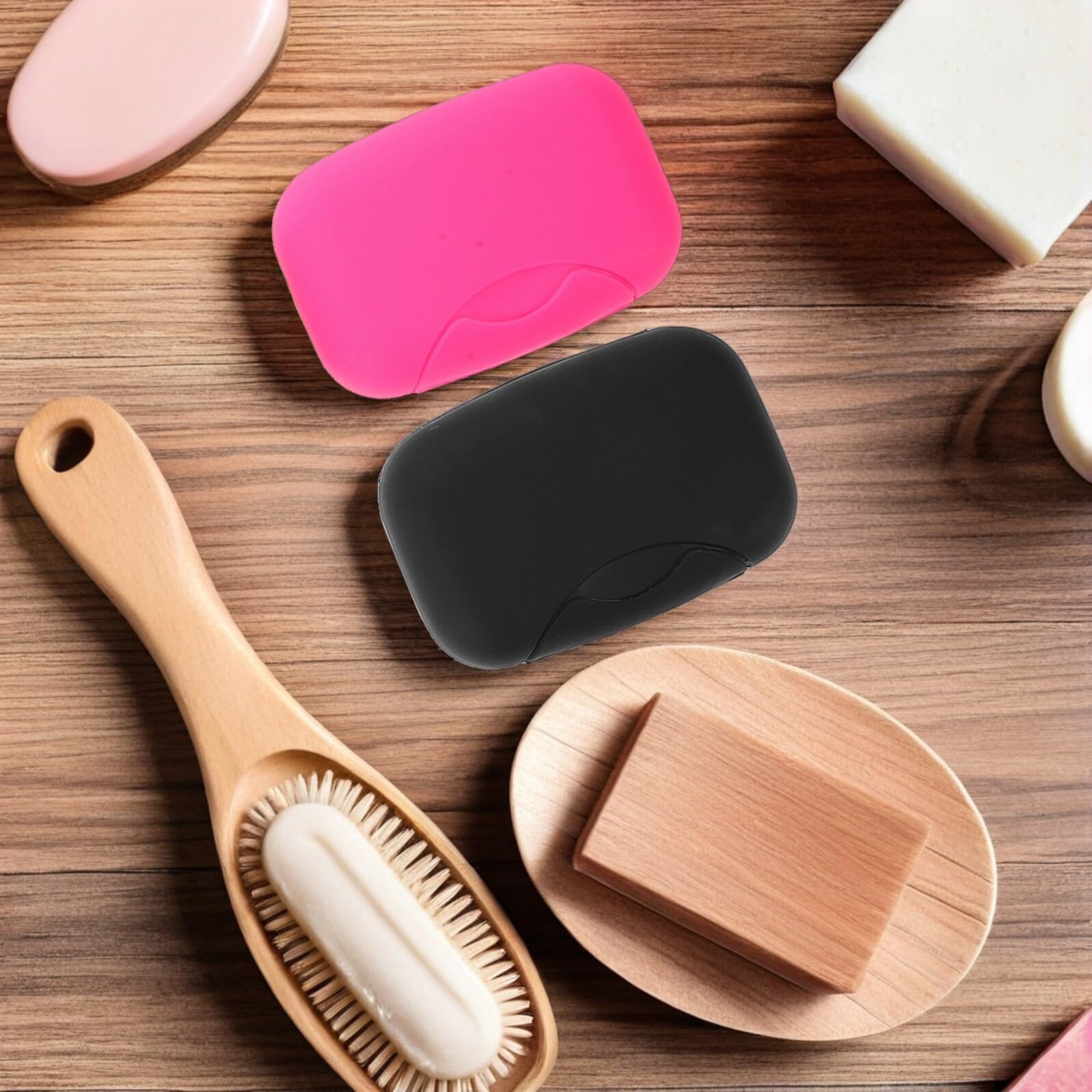HOMSFOU Jabonera Portátil de Viaje Grande de Plástico con Tapa a Prueba de Fugas, Estuche para Jabón Compacto Resistente y Ligero, Adecuado para Camping, Gimnasio y Viajes, Pack de 30