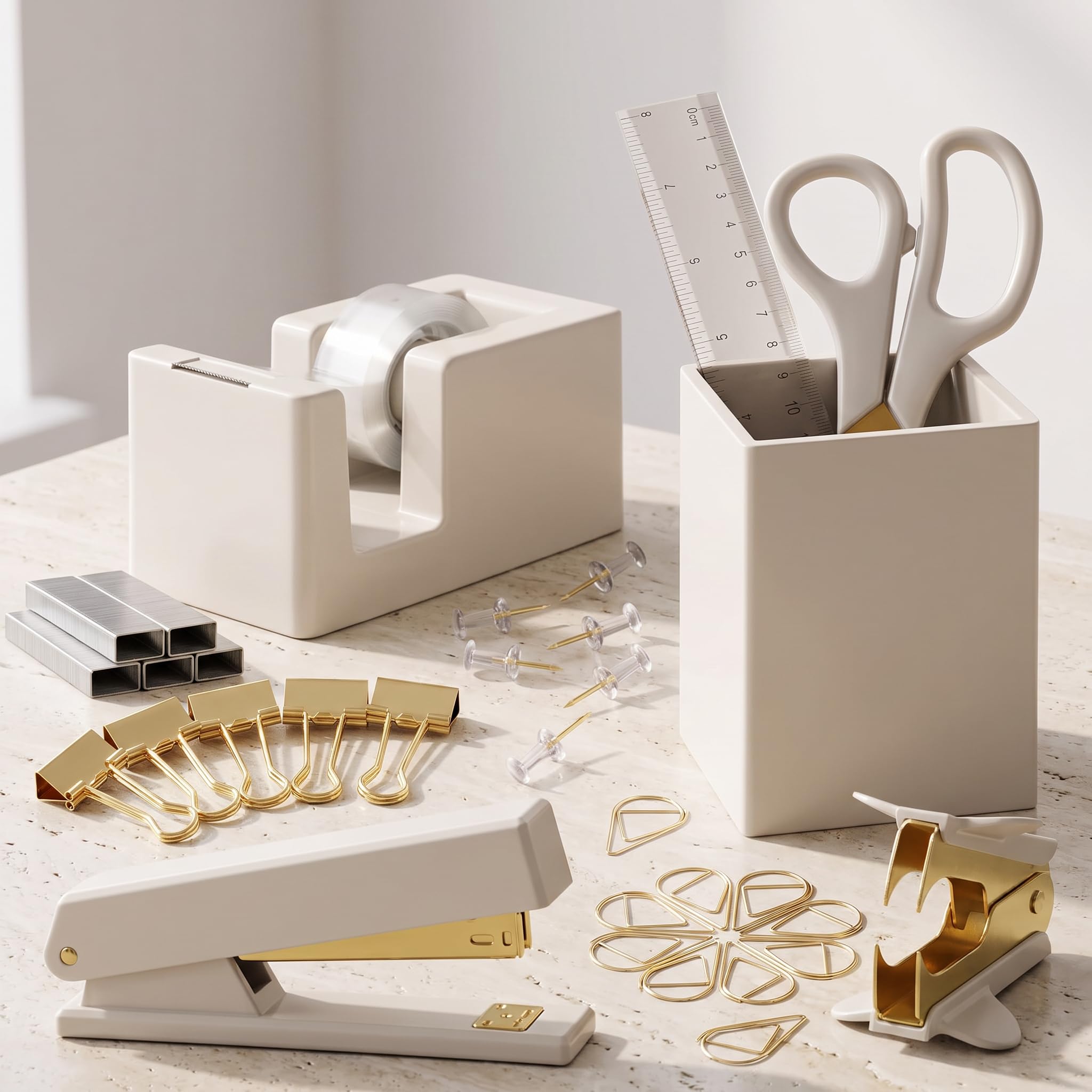 KIBAGA Set di accessori da scrivania estetici moderni, eleganti organizer per forniture per ufficio