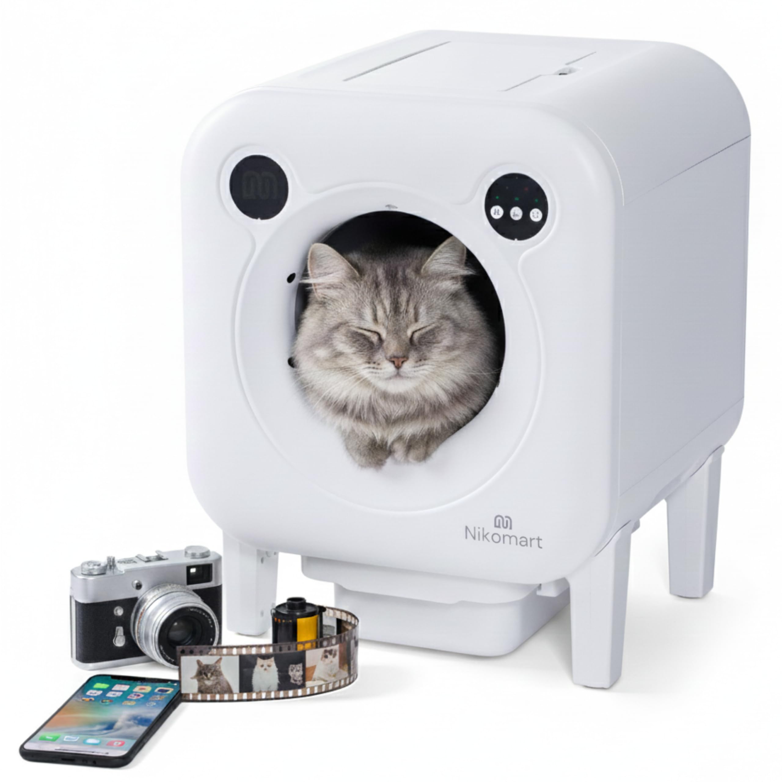 Automatic Litter Box 75L Extra Large Capacity for Multiple Cats - Self-Cleaning Litter Box with Camera, Intelligent Exhaust System, Safety Sensors and App Control for Your Smart Home