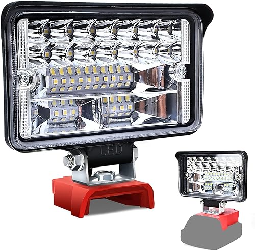 Fiihio Luz de trabajo LED inalámbrica compatible con batería Milwaukee 18V m18, 80W 6000LM linterna portátil m18 para iluminación en el lugar de