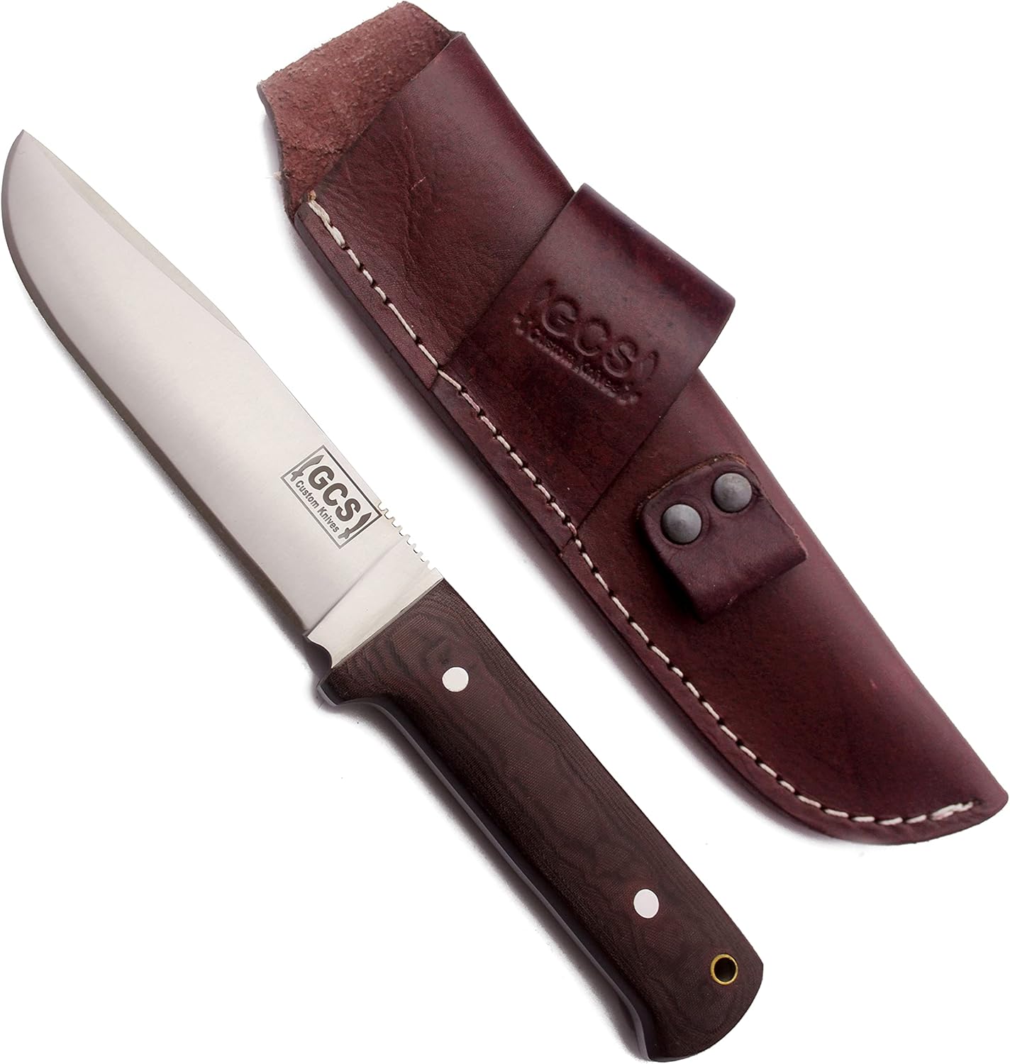 GCS Handmade Micarta Handle D2 Tool Steel Tactical Hunting Knife with leather sheath Full tang blade designed for Hunting & EDC GCS 308