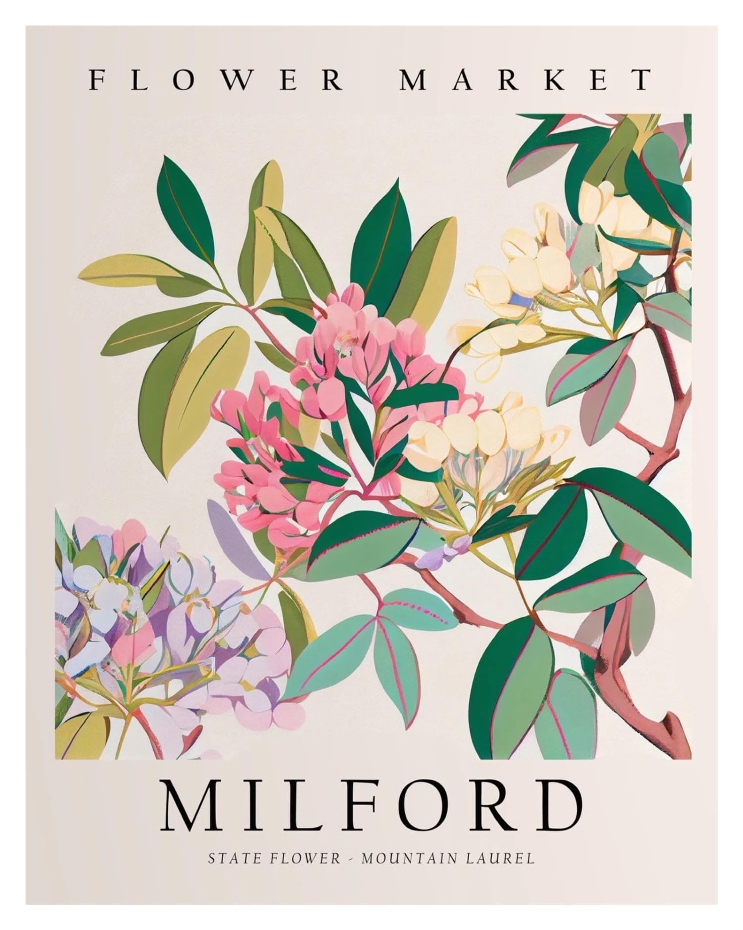 Affiche du Marché Aux Fleurs peinture sur toile rose pour sublimer votre intérieur de douceur