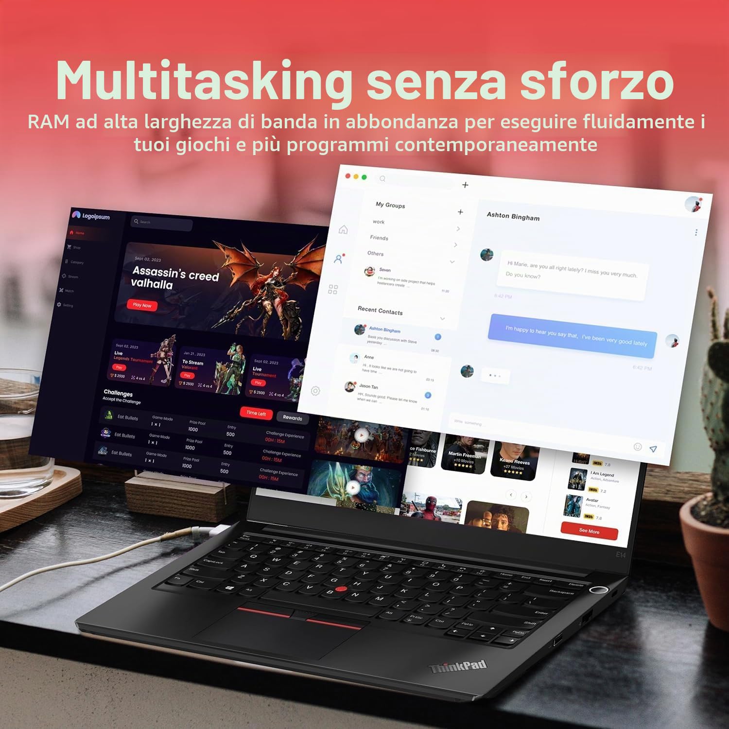 Lenovo ThinkPad E14 Gen 1 Business Laptop, 14 Inch FHD Notebook, Intel Core i5-10210U, 16GB RAM, 512GB SSD, US Keyboard, Windows 11 Pro (ricondizionato)