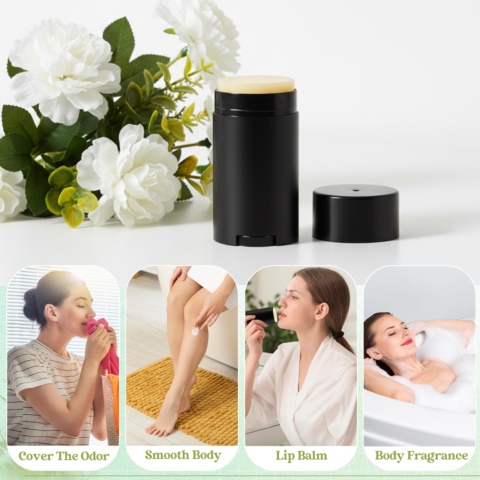 Teenyyou Leere Deo-Behälter, Bodenfüllung, oval, nachfüllbar, aus Kunststoff, oval, Lippenbalsam, Tube für selbstgemachte Deodorants, Lippenstift, Buntstift, Lotion, Schwarz, 30 Stück