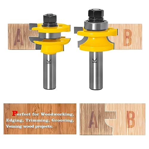 Miniatura 3 de ASNOMY 2 brocas redondas para puerta de gabinete, vástago de 12 pulgada para carpintería, broca de lengüeta y ranura, panel elevado, herramientas de