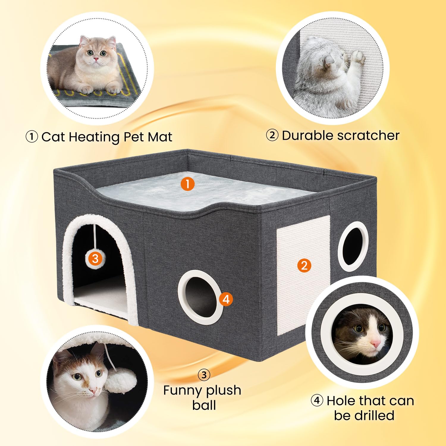 Amazon.com : Indoor Heated Cat House, Adjustable Temperature Cat