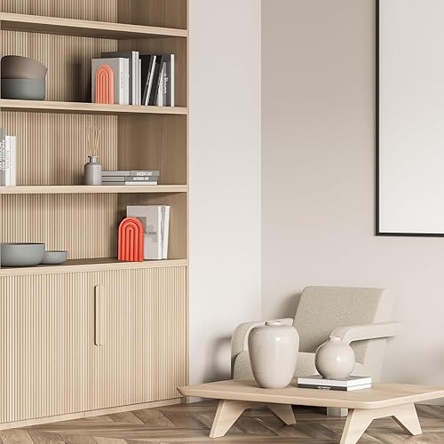 Miniatura 5 de Harloon Sujetalibros boho lindo bohemio con extremos de libro de madera arcoíris para estantes, películas decorativas, Cds, 5 x 4 x 3 pulgadas