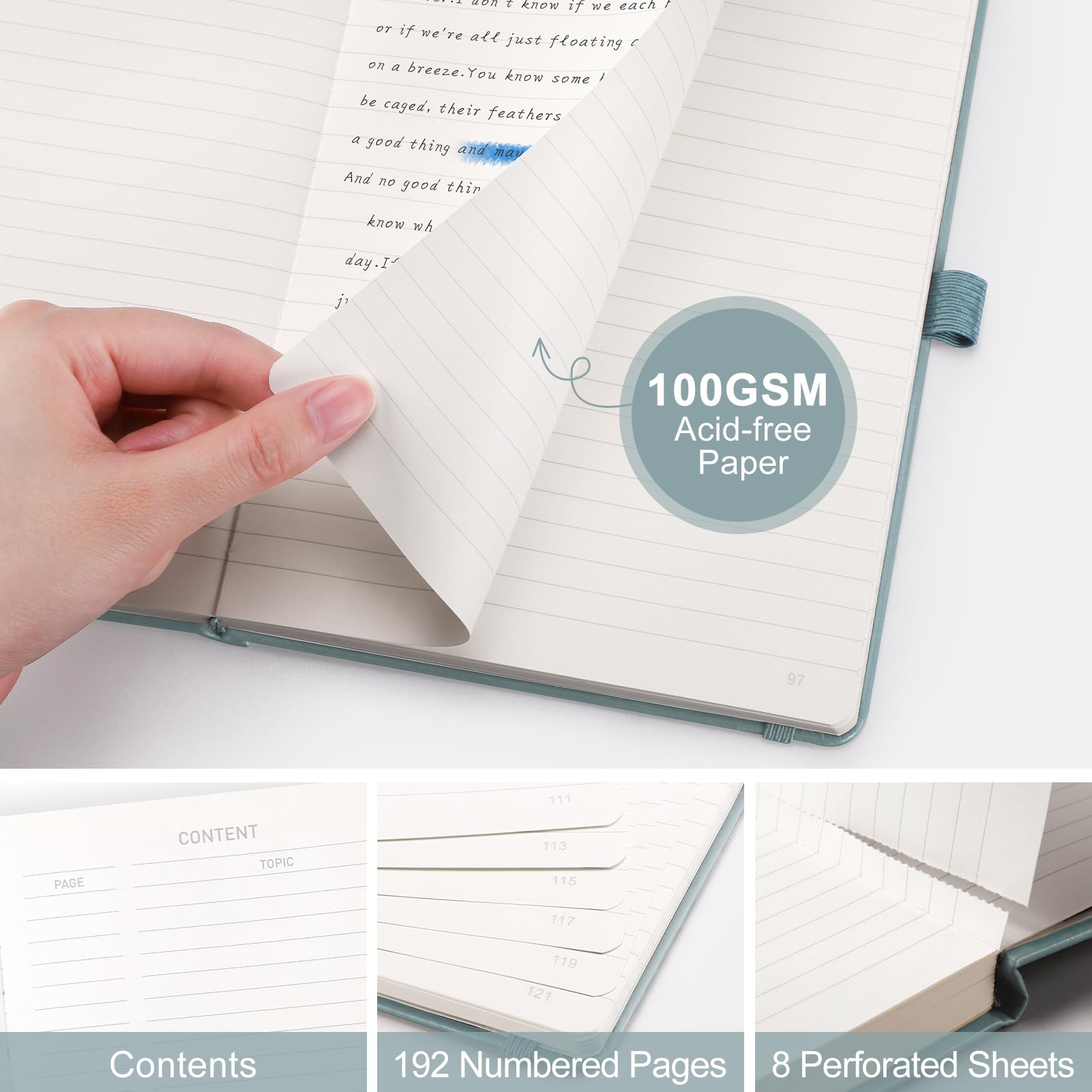 AUTEMPO A5 Journal Notebook Lined, Hardcover Note Book Leather Journals for Women 192 Pages Notebook, 100gsm Lined Paper - Image 2