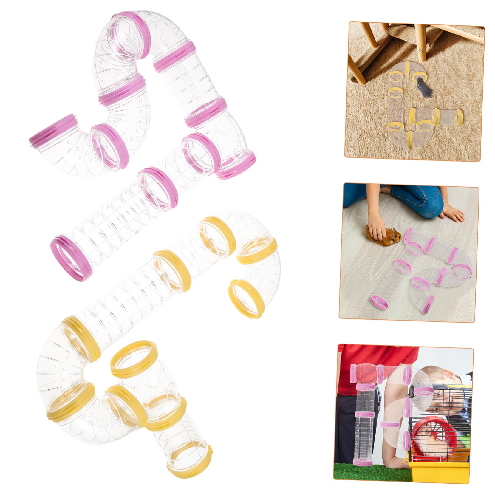 Tunnel di Gioco per Animali in Plastico Trasparente 2 Set per Criceti e Furetti, Accessori per Gabbie per Piccoli Animali Domestici