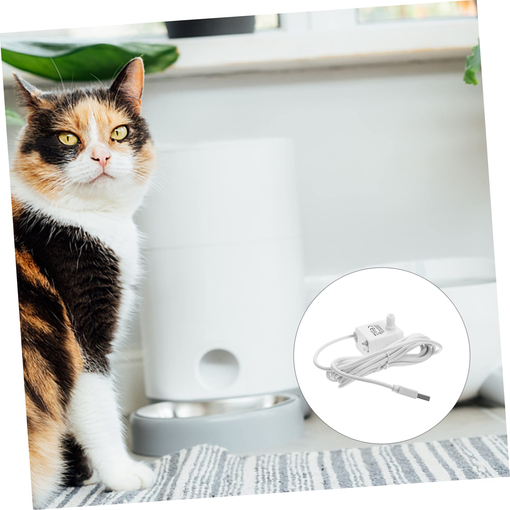 Bomba de Repuesto para Fuente de Agua de Gatos 5v1a Luz | Abs Blanco, Sumergible para Dispensador de Mascotas, Incluye Cable Usb, Uso en Hogares y Tiendas
