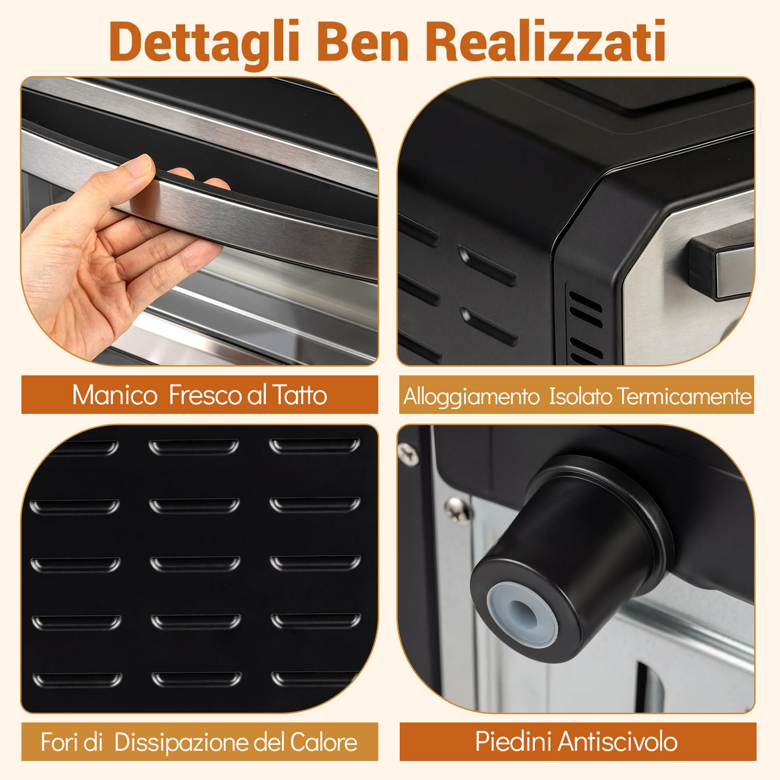 COSTWAY Forno Pizza Elettrico, 1700 W Macchina per Pizza Professionale con 6 Modalità Preimpostate Taglierina e Pietra Refrattaria, Raggiunge fino 400°C, 43x47x28 cm