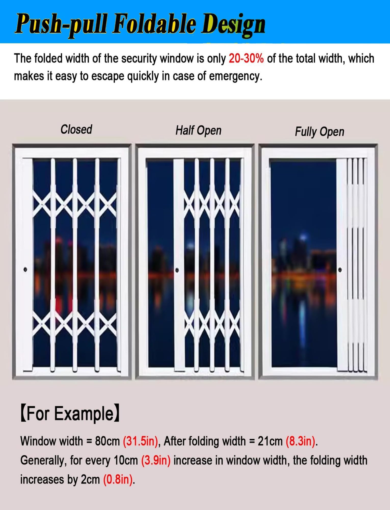 Cubierta telescópica para barandilla de ventana, protección antirrobo de aleación de aluminio con cerradura y llaves, pantalla horizontal de prevención de robo para habitaciones de niños (35.1 x 39