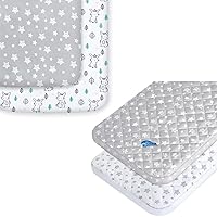 Vista 1 de Pack and Play Sheets - Paquete de 2 protectores de colchón impermeables Pack N Play, paquete de 2