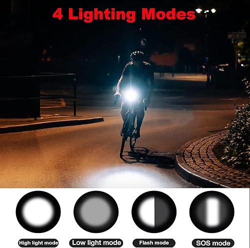 Miniatura 4 de Bocina de bicicleta eléctrica y luz de bicicleta 2 en 1, bocina de bicicleta fuerte de 110 dB, 5 modos de sonido, luz delantera de bicicleta