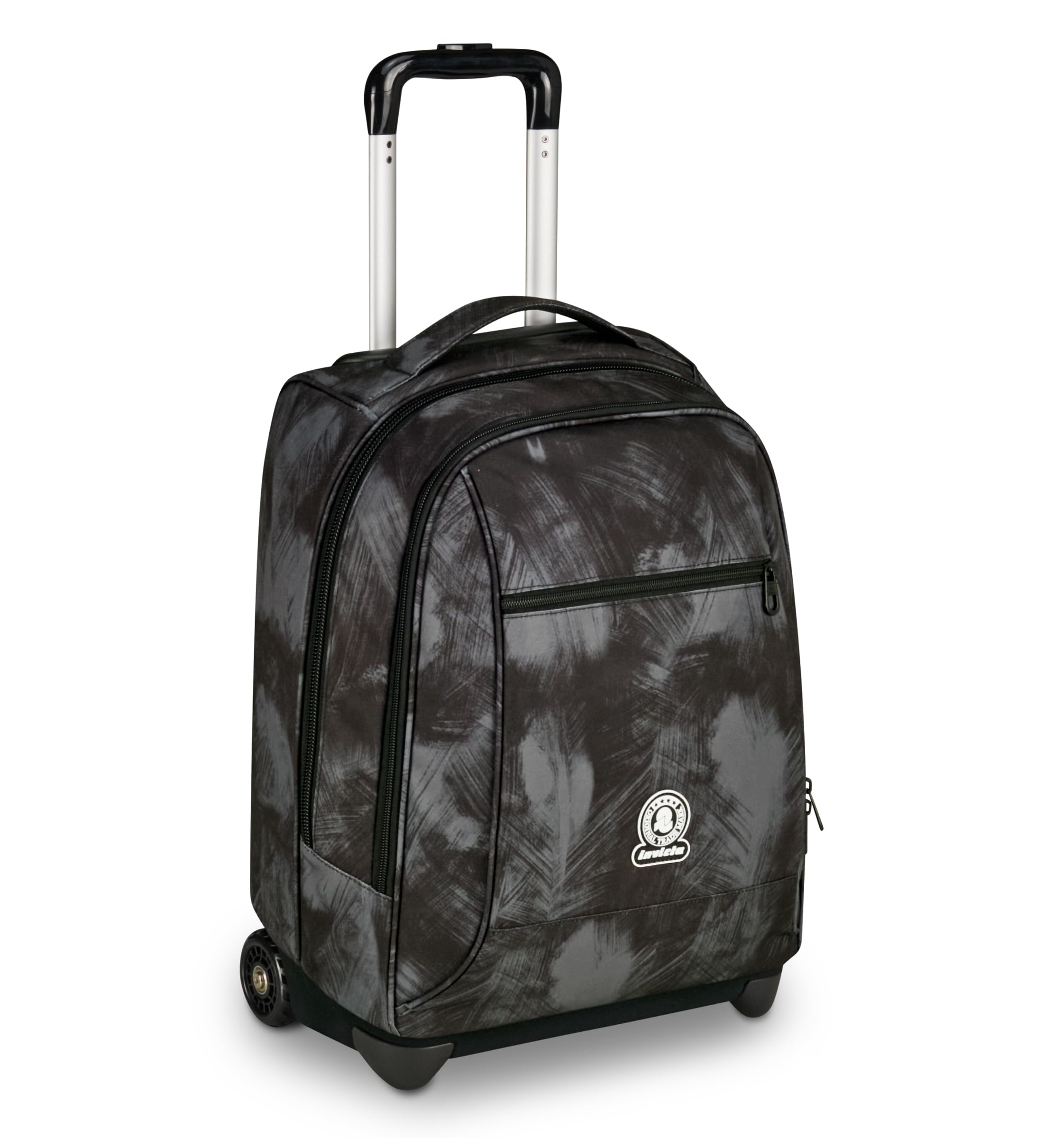 Invicta Trolley New Benin Fantasy, 36 L, Doppio Uso, Doppio Scomparto, Tasca Porta Borraccia, Scuola e Tempo Libero, Brushed Black, Bambini e Ragazzi, nero/grigio