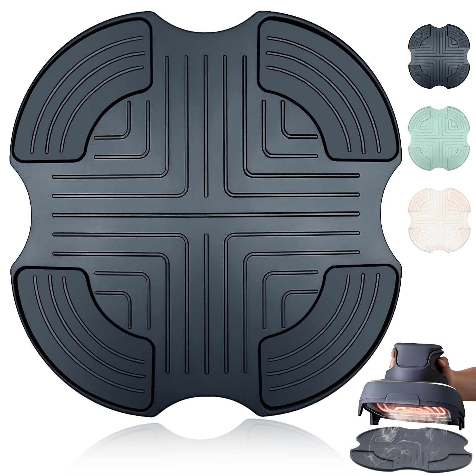 BMAYFT Silicone Trivets Mat Compatible with Ninja Crispi Air Fryer, Food-Grade Heat-Resistant Mats Accessories Compatible with FN101GY/FN101SG/FN101ST (Dark Grey, 1 Pack)