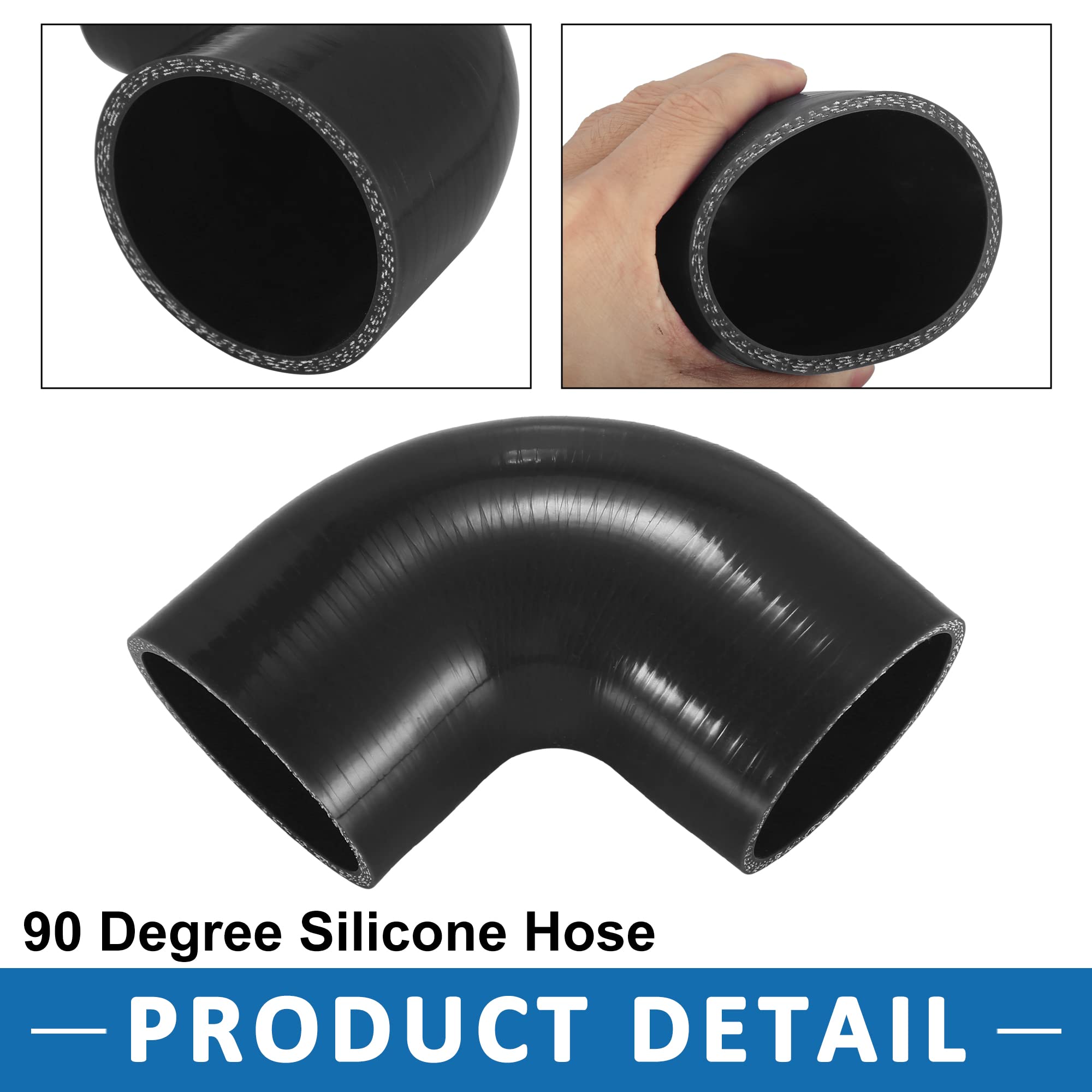 A ABSOPRO Automobile 70mm 2.75" ID 90° Collettore Silicone Tubo Nero