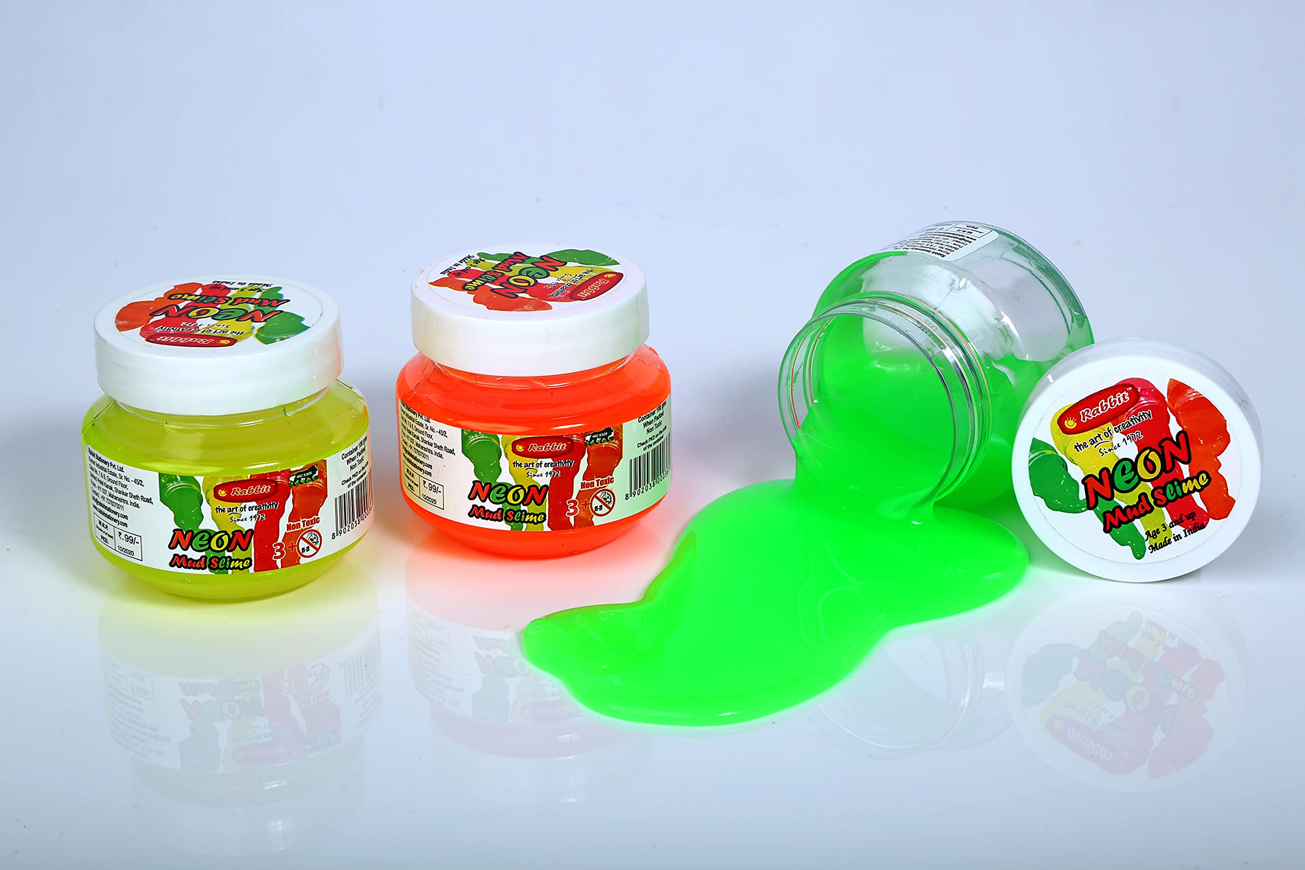 RABBIT Neon Mud Slime Pack Of 4|Colourful Slime For Kids|Play Slime For Kids|Play Slime Set|Slime For Girls|Fun Slime|Combo Includes 4 Colourful Play Slime For Kids Boys Girls|Recommended Age Is 3+| (B094NK15GR) Amazon Price History, Amazon Price Tracker