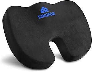 Seat Cushion, Slow Rebound Chair Cushion with 100% Memory Foam, U-Shaped Design Cushion for Tailbone Back Pain Relief, Non-Slip Car Seat Cushion for Office Chair Travel Wheel Chair (Black)