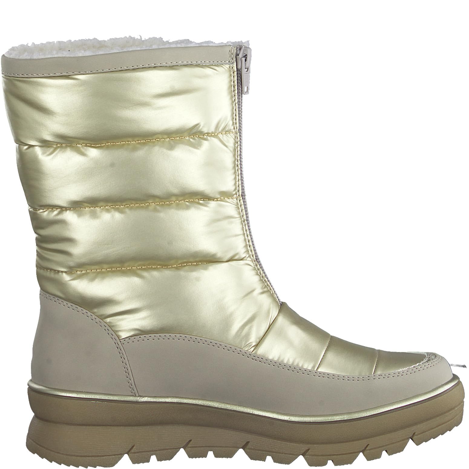 Jana Women’s Winter Boots Flat with Zip Lined Wide H Extra Width, Gold Comb, 6 UK