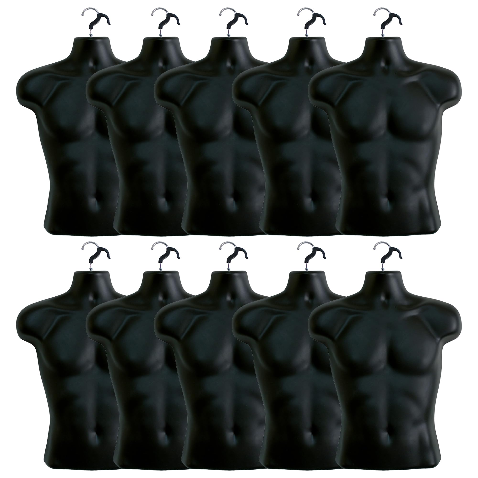 Display Guru Male Hanging Mannequin Half Body Form 3 Quarter Shop Bust Display (Black x10)