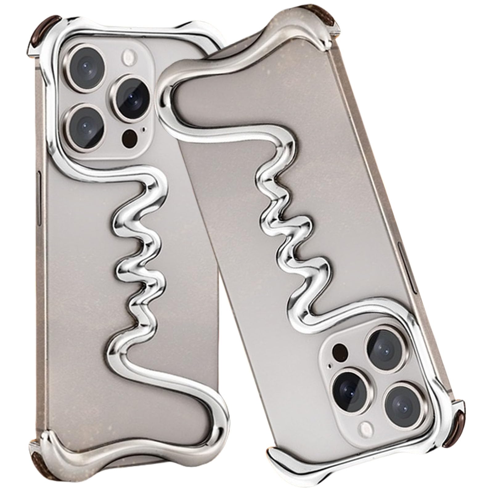 Funda de metal para iPhone 16 Pro Max carcasa plateada sin marco de aluminio 8
