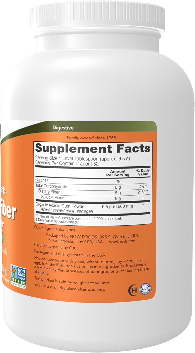 NOW Foods Supplements, Acacia Pure Powder, Certified Organic, Highly Soluble, Mixes Easily, Intestinal Health*, 12-Ounce - Image 2