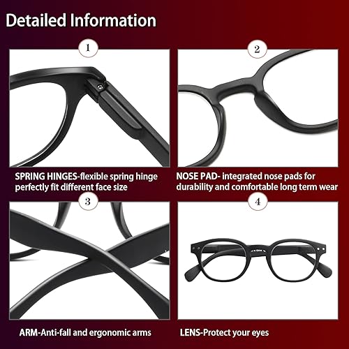 Miniatura 3 de Kerecsen - Juego de 6 anteojos de lectura de gran calidad con bisagra de resorte