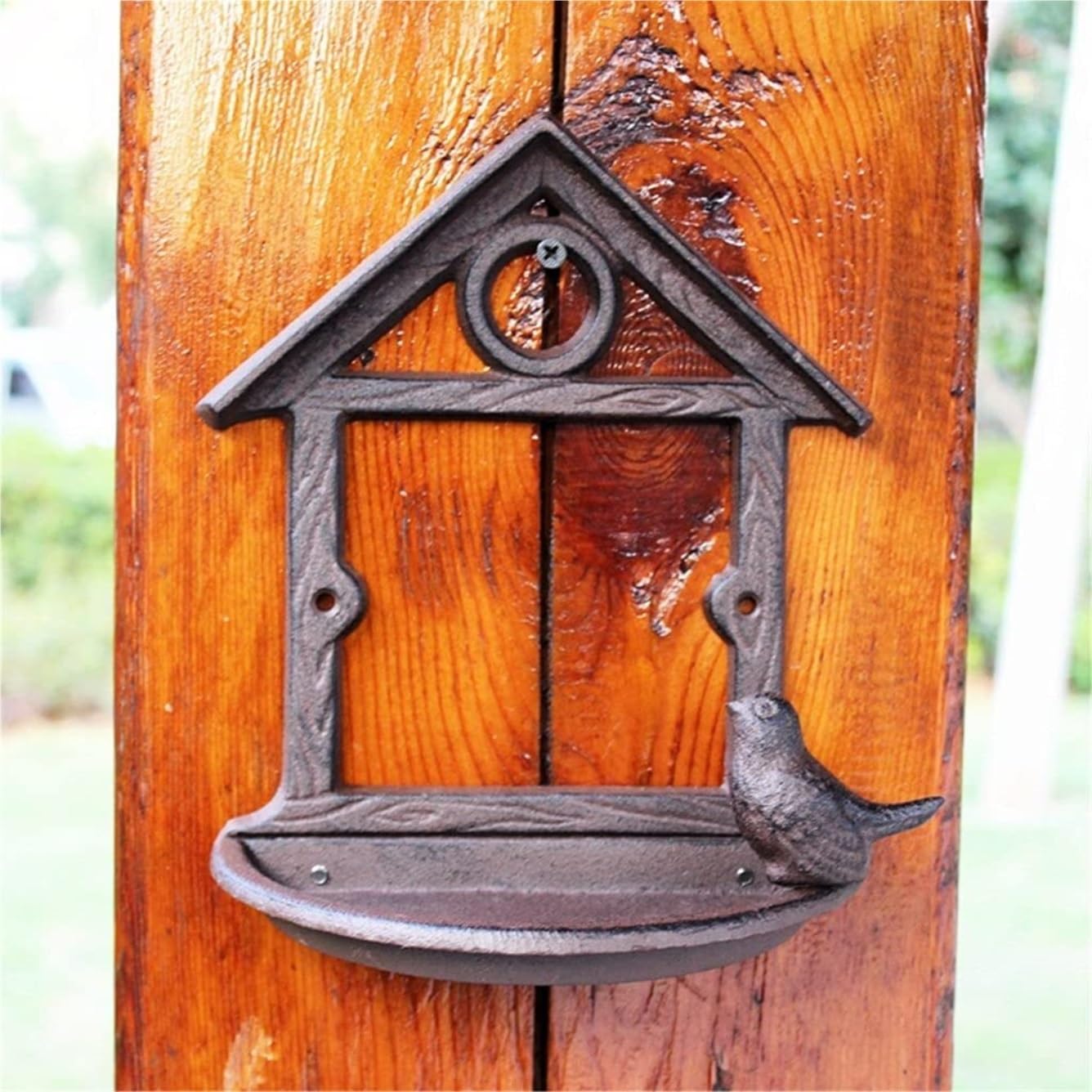 Karmnik dla Dzikich Ptaków Bird Feeder Rustykalny Żeliwny Karmnik Dla Ptaków Dom Naścienny Miska Do Przechowywania Z Figurkami Wystrój Ogrodu Wróbli