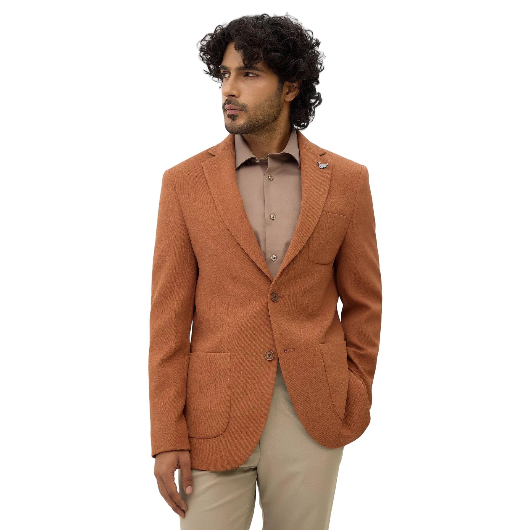 blackberrys Men's Olive Textured Slim-Fit Blazers |Office Wear-picture-30