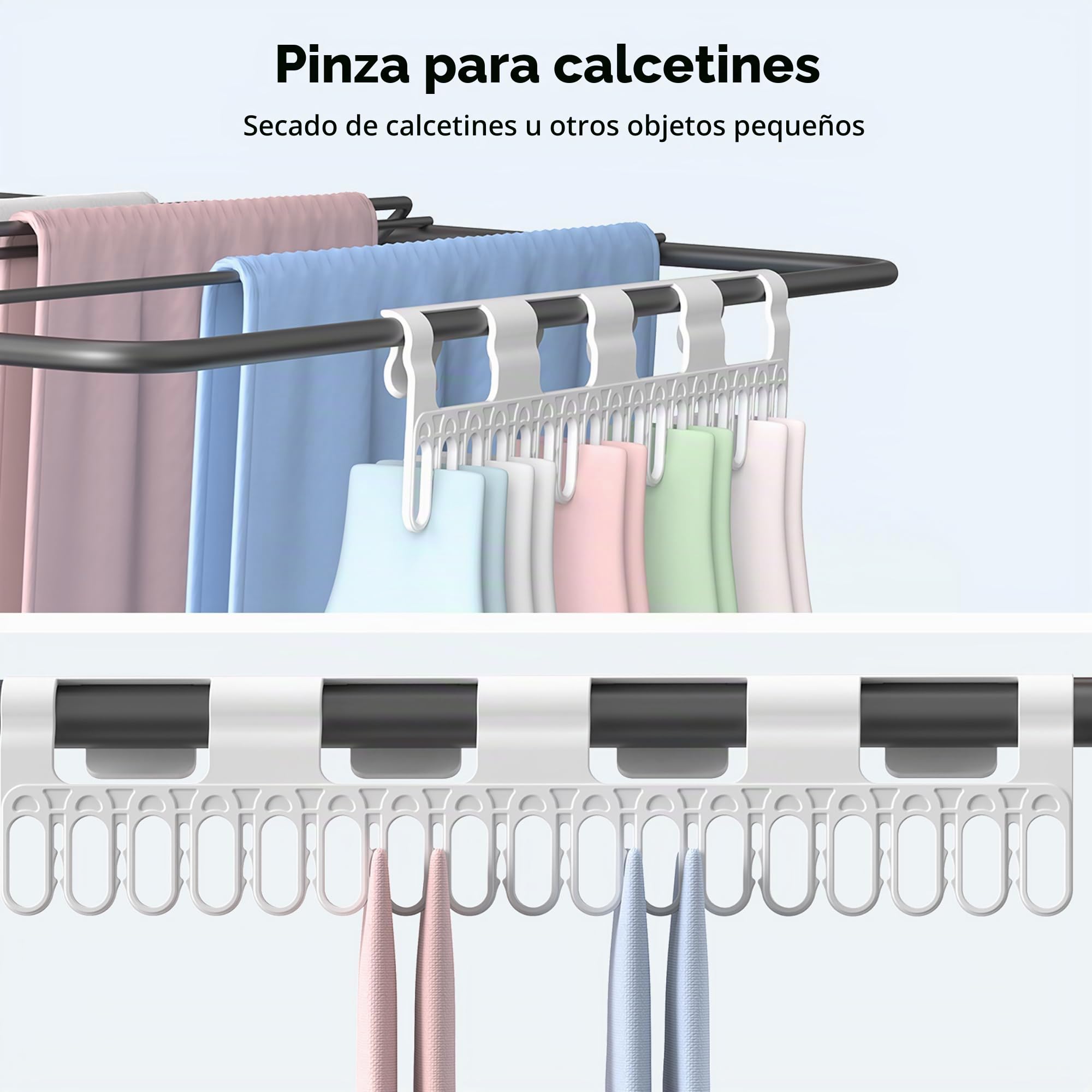 Innotic - Tendedero de Ropa Interior Exterior, Plegable, 2 Niveles, 4 alas Ajustables en Altura, Tancarville, Ropa XXL, 33 Barras, Gris