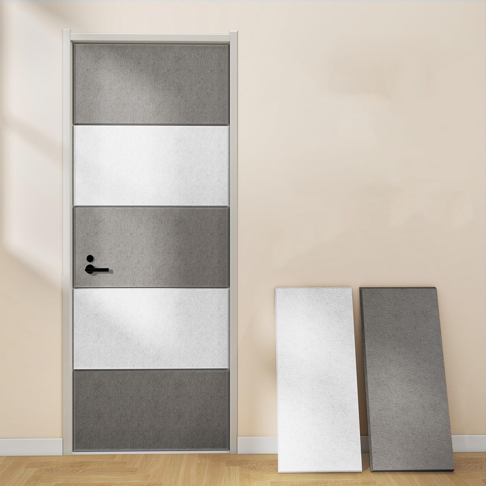 Pannelli Acustici Fonoassorbenti Decorativi, Insonorizzazione Stanza Rumori Vicini, Pannelli Insonorizzanti Adesivi per Pareti Porte Soffitto, Rettangolo(Light Gray,40 cm x 80 cm 20pcs)