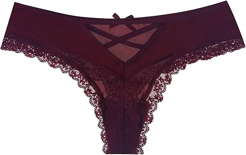 Miniatura 2 de Justgoo Tangas de encaje para mujer, ropa interior de tiro bajo con espalda en T