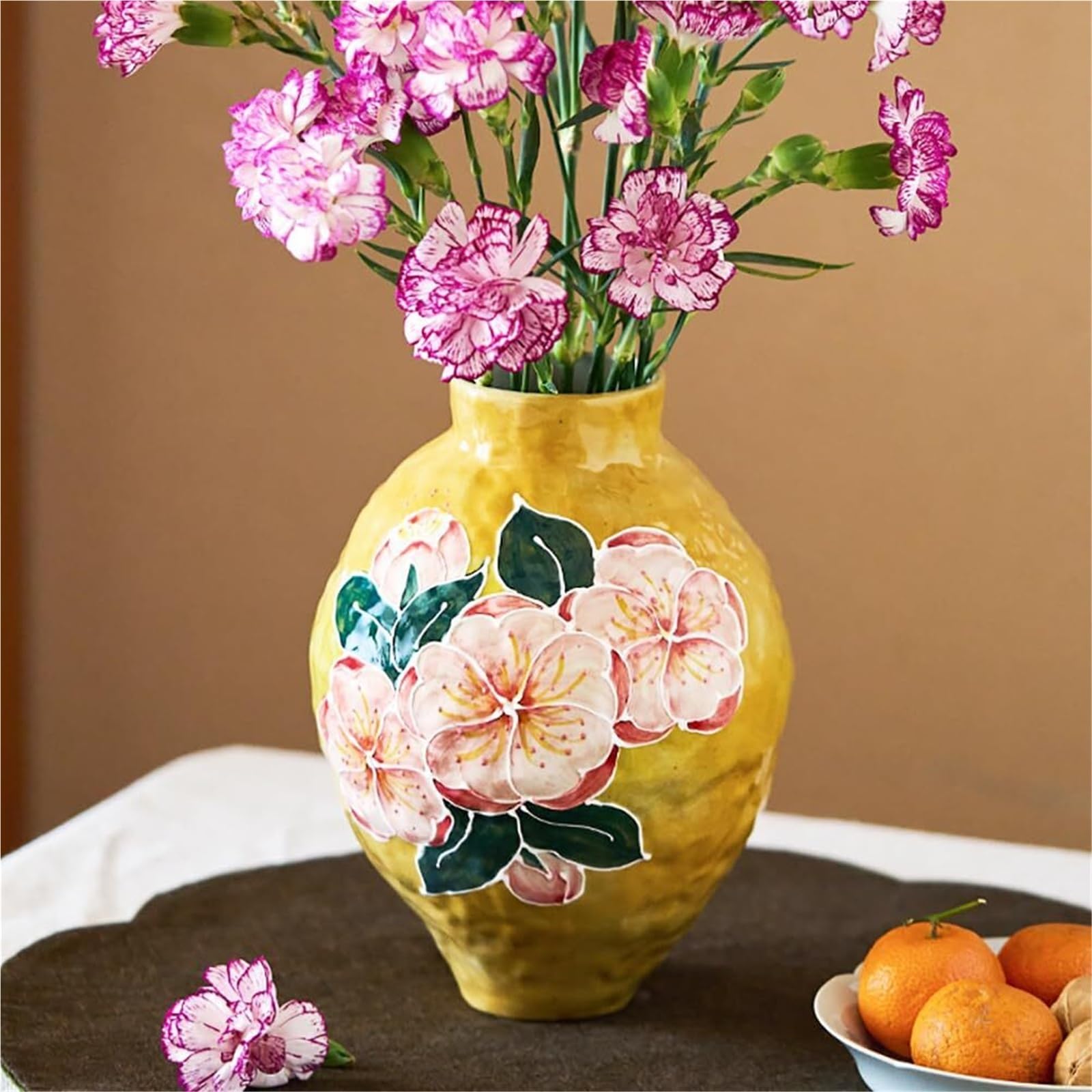 Unikalny wazon na kwiaty ręcznie robiony ceramiczny wazon na kwiaty w stylu vintage 8 cali do dekoracji wnętrz estetyczna dekoracja pokoju(B)